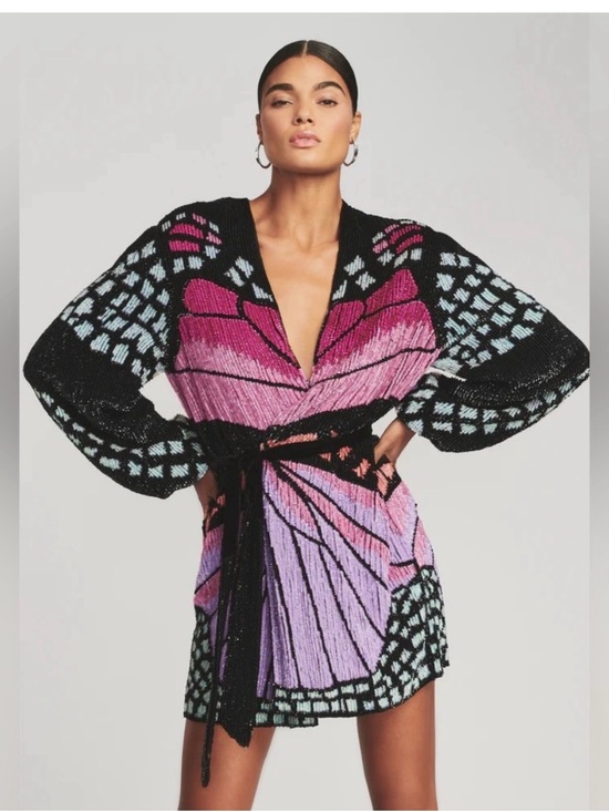 Retrofete Dresses & Skirts - Retrofete Black Pink Lavender Mini Dress-NWT Size Small